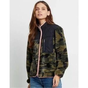 Rails Camouflage Teddy Jacket with Pink Accents